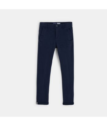 Boy's plain blue cotton twill chinos