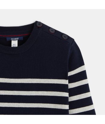 Boy's blue knitted fisherman's jumper.