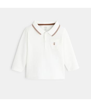 Plain piqué long-sleeved polo shirt