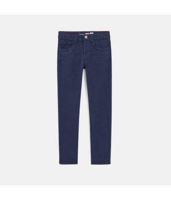 Plain slim-fit fabric trousers