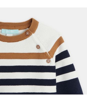 Baby boy's blue striped knitted jumper