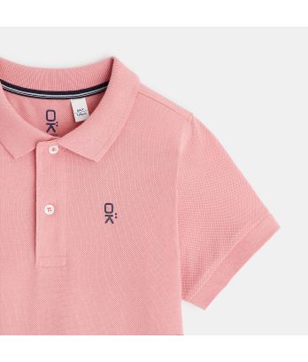 Boy's pink cotton piqué polo shirt