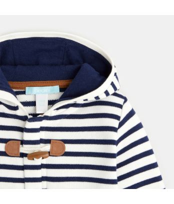 Baby boy's blue striped fleece zip-up hoodie