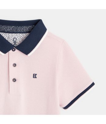 Piqué polo shirt with coloured collar