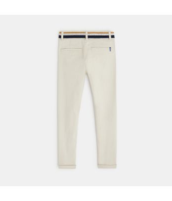 Belted canvas chino pants