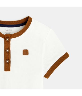 Tunisian collar piqué knit T-shirt