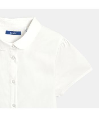 Girls' plain white blouse with Peter Pan collar