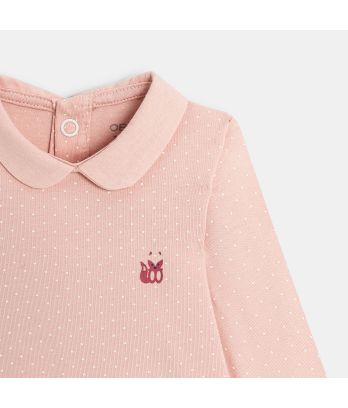 Newborn pink printed bodysuit with small collar (set of 3)