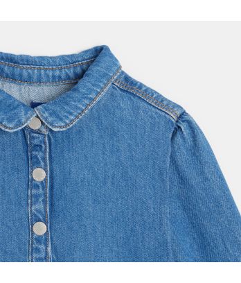 Girl's blue denim shirt dress