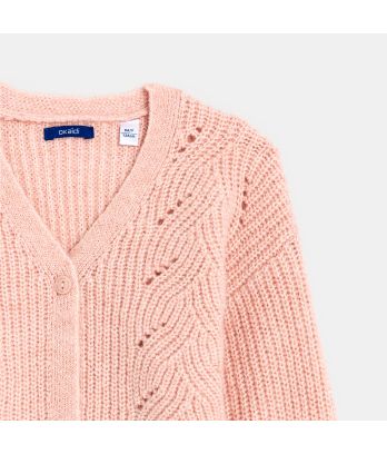 Girls' pink V-neck cardigan
