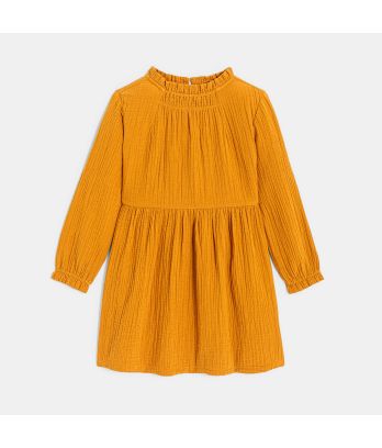 Girls orange cotton gauze dress