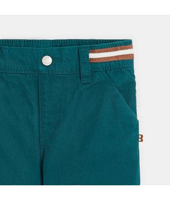 Baby boys' green cotton trousers with elasticated waist