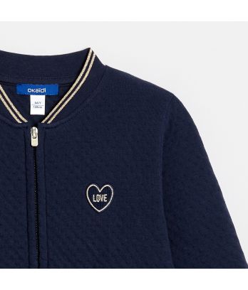 Girl's blue fleece baseball-style sweatshirt