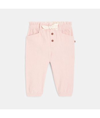 Baby girls' pink corduroy trousers
