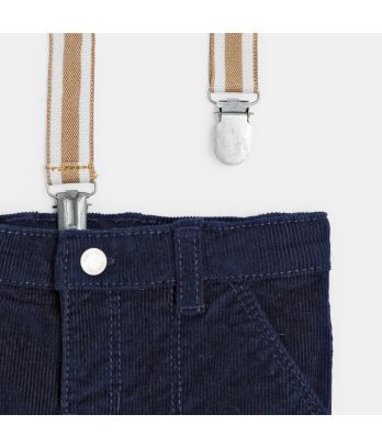 Baby boys' blue corduroy trousers with braces