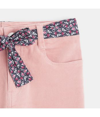 Girls pink velour skinny pants