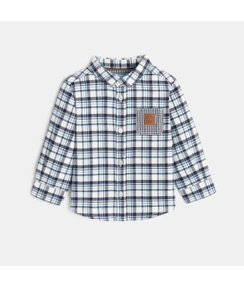 Baby boy’s warm blue plaid shirt