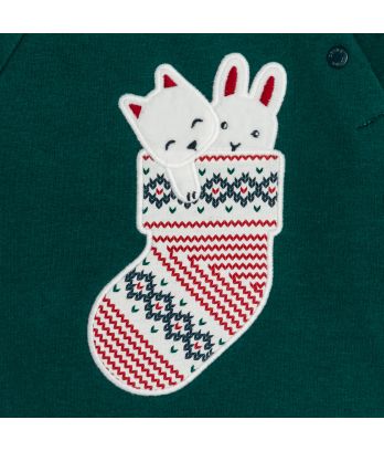 Baby boys green criss-cross fleece sweatshirt