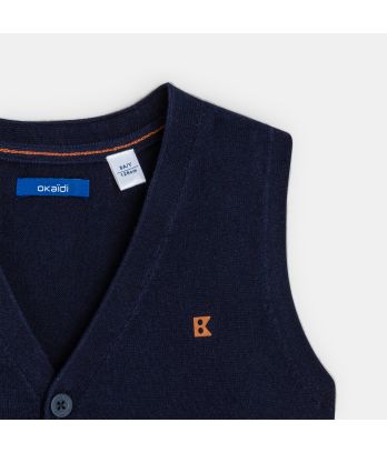 Boy's blue sleeveless cardigan
