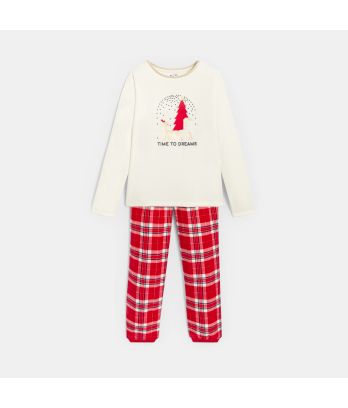 Girl's red tartan Christmas pyjamas
