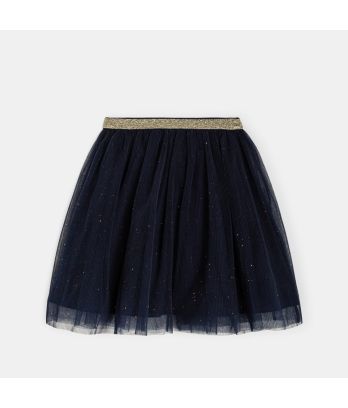 Girl's blue glittery pleated tulle skirt