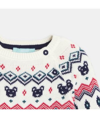 Baby girl’s white jacquard knit sweater