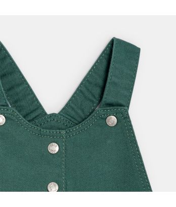 Baby girl's green cotton poplin dungaree dress