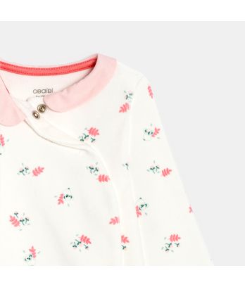 Baby girl's white velvet floral sleepsuit