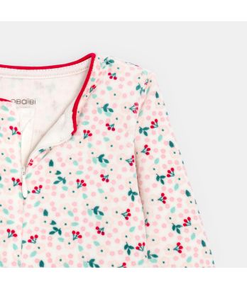 Baby girl's velvet floral zipped sleepsuit