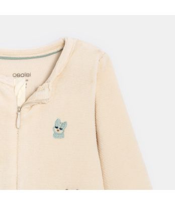 Baby boy's beige corduroy sleepsuit