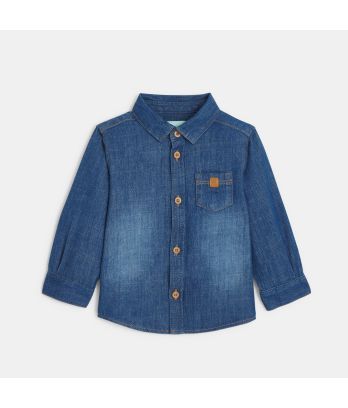 Baby boy's blue denim stone washed shirt