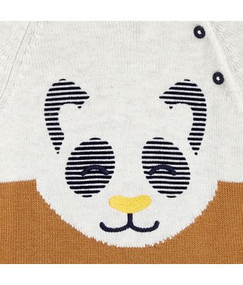 Baby boy's white smiley panda knit jumper