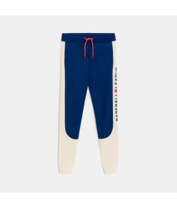 Boy's two-colour navy fleece joggers