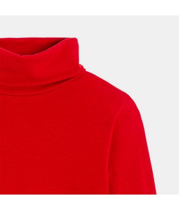 Boy's red turtleneck long-sleeve T-shirt