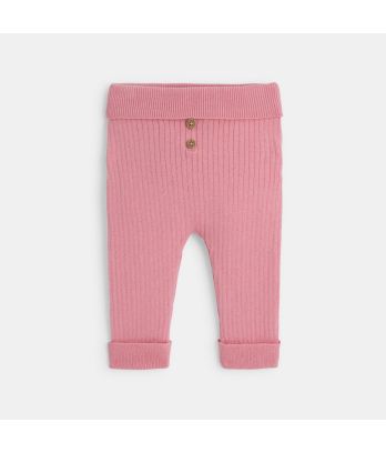 Newborn pink rib knit trousers