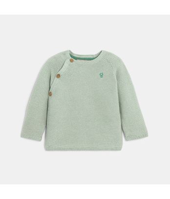 Newborn's wrap-around green knitted jumper