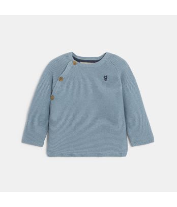 Newborn's wrap-around blue knitted jumper