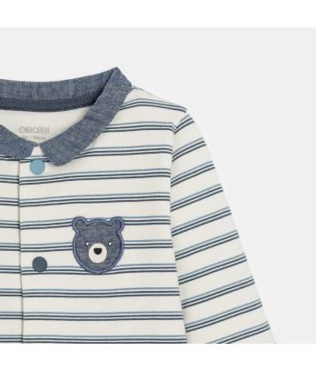Baby boy's blue striped fleece sleepsuit