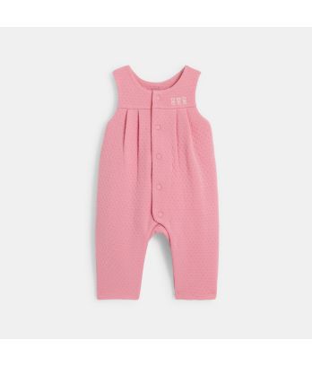 Baby girl's pointelle jumpsuit with pink floral bodysuit