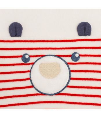 Baby boy's red velvet sleepsuit