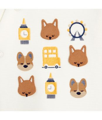 Baby boy's white textured animal sleepsuit