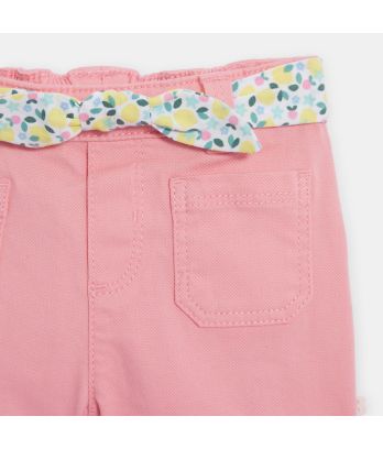 Baby girl's pink textured cotton shorts