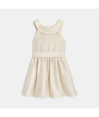 Girl's elegant golden beige sleeveless dress