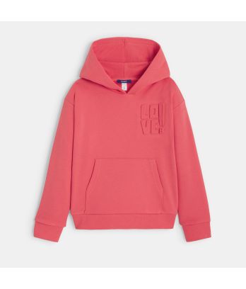 Girl's plain coral pink fleece sweatshirt