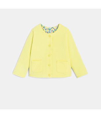 Baby girl's yellow lemon print reversible sweatshirt with press-studs