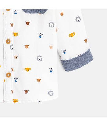 Baby boy's adaptable white animal print shirt