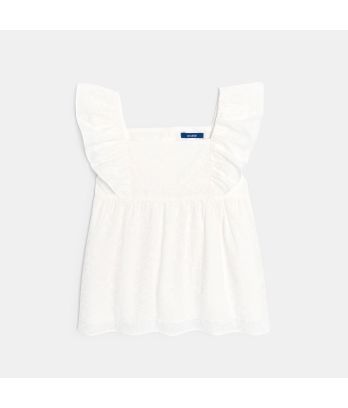Girl's plain white floral blouse