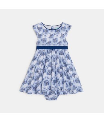 Baby girl's elegant blue floral dress