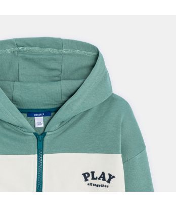 Boy's green slogan sweatshirt