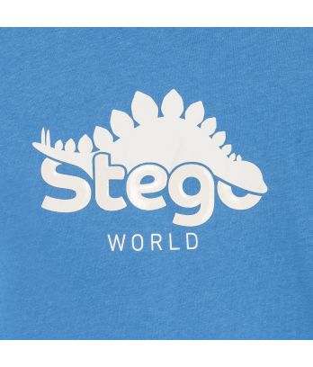 Boy's blue dinosaur motif T-shirt with long sleeves